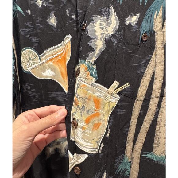 VINTAGE Tori Richards Shirt Men’s Short Sleeve Margarita Cocktail Palm Hawaiian - Picture 8 of 13